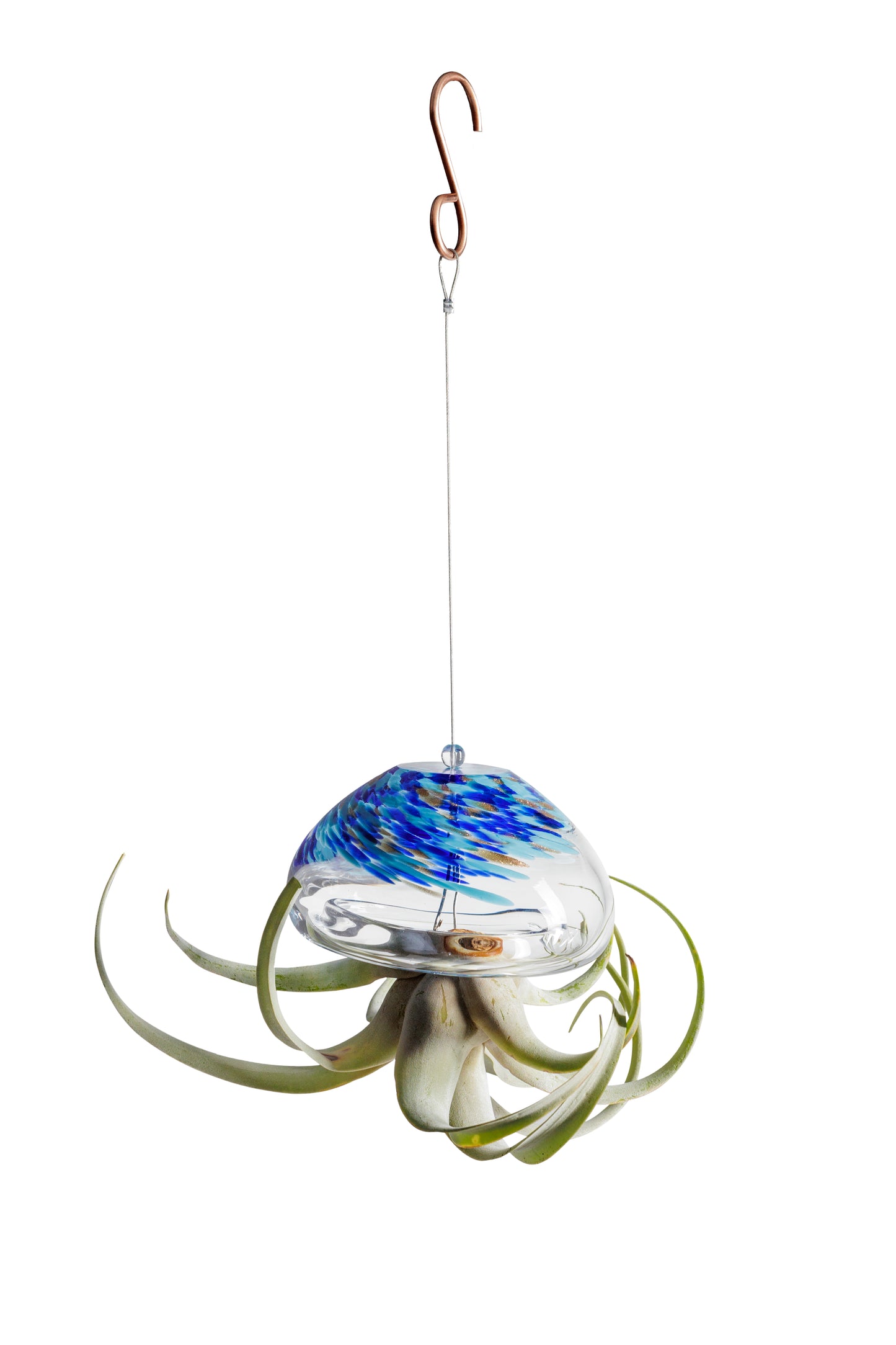 Large Hand Blown Art Glass Jellyfish Plant Holder