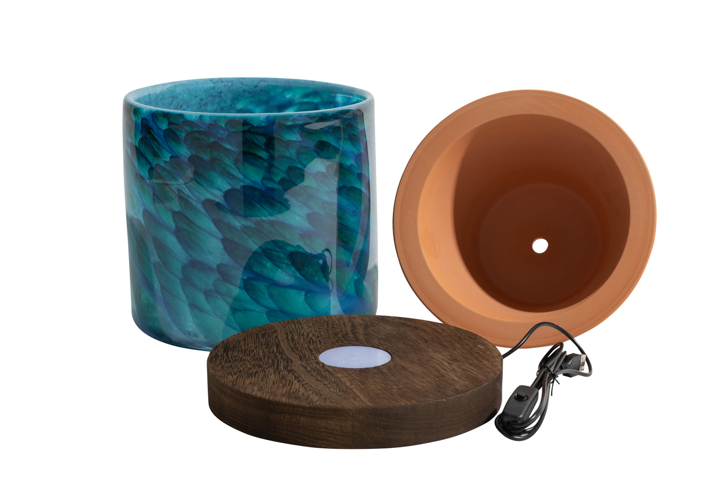 8" Art Glass LED Self Watering Planter