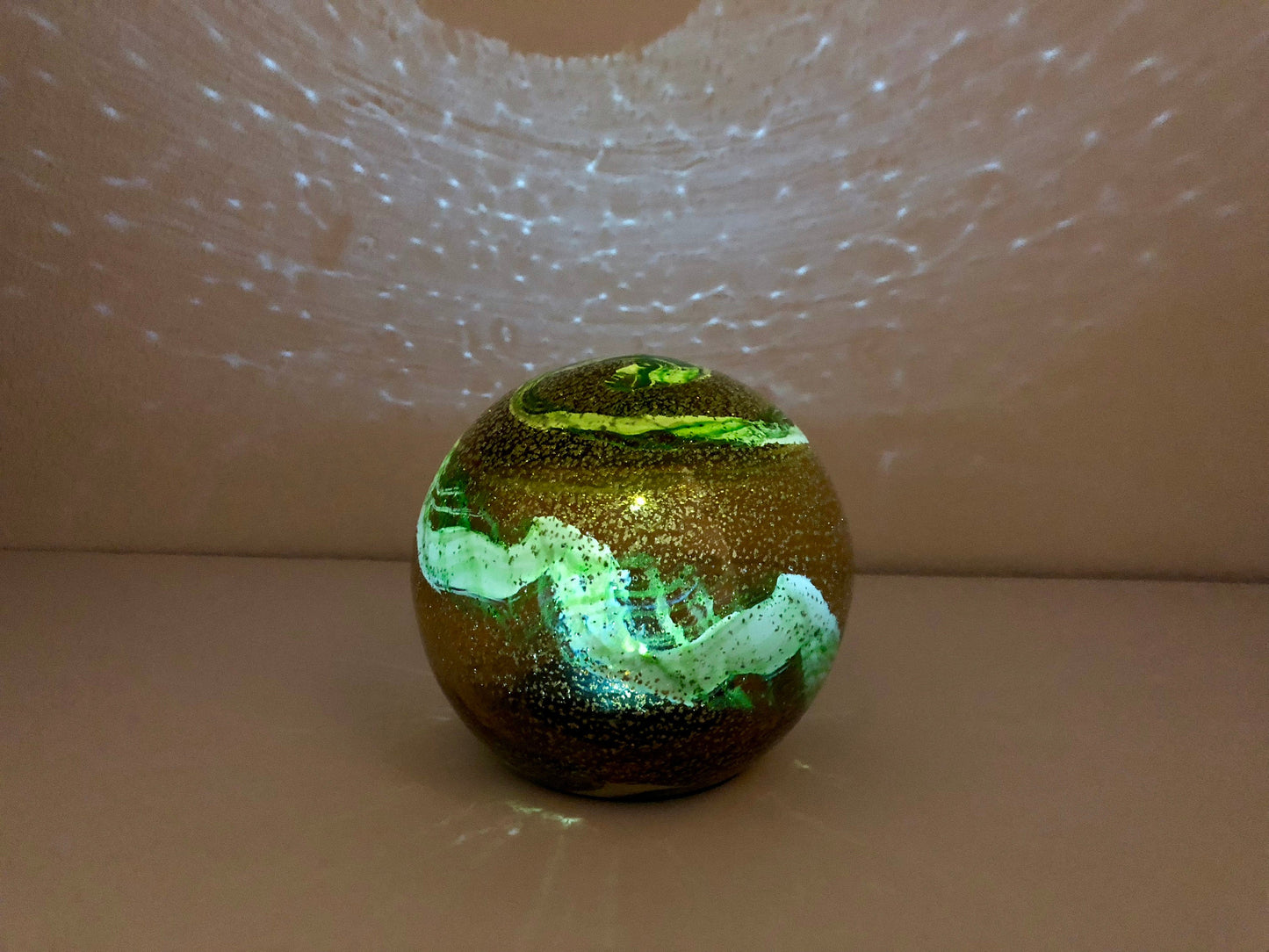 Free US Shipping~6" Solar LED Gaze Ball/Pathway Light/Patio Table Light/Garden/Sun Cather/Art Glass-Brown/Gold Glitter