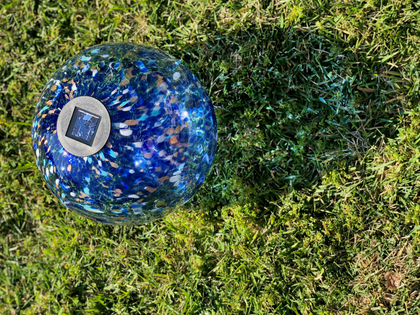 12" XLarge LED Solar Orb Gaze Ball/Garden/Pathway Light/Patio Table Light/Sun Cather/Art Glass Blue