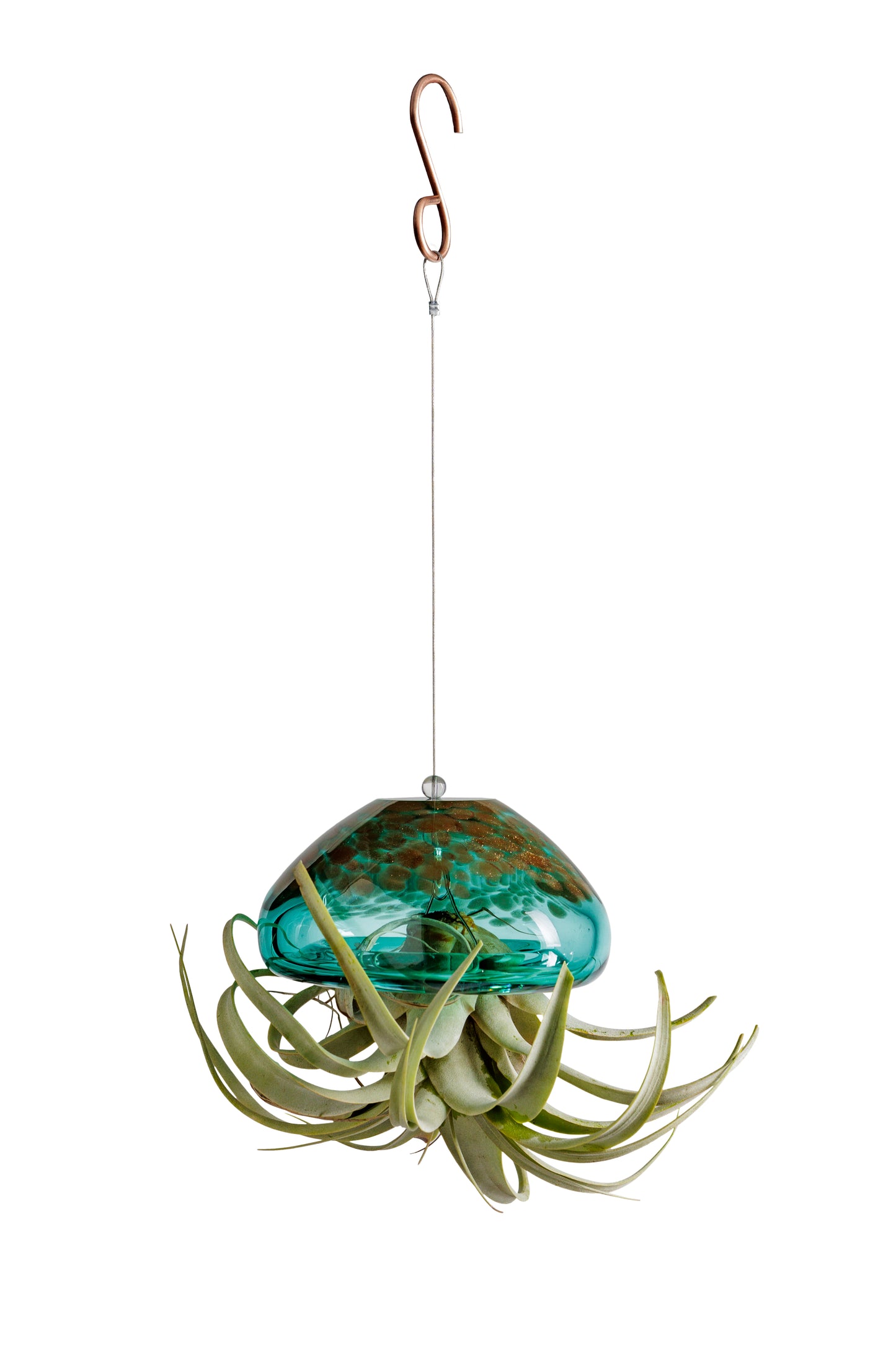 Large Hand Blown Art Glass Jellyfish Plant Holder