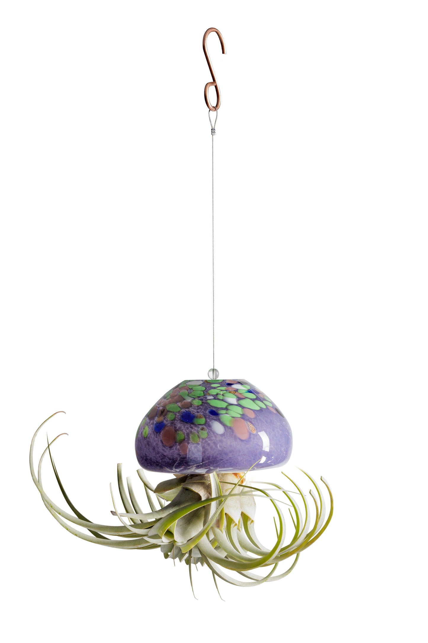 Large Hand Blown Art Glass Jellyfish Plant Holder