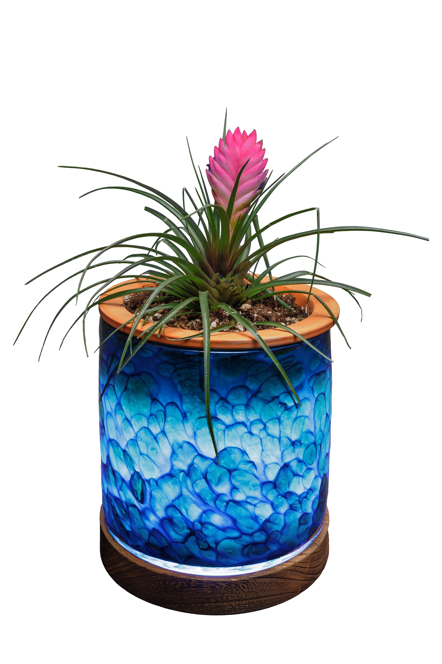 8" Art Glass LED Self Watering Planter