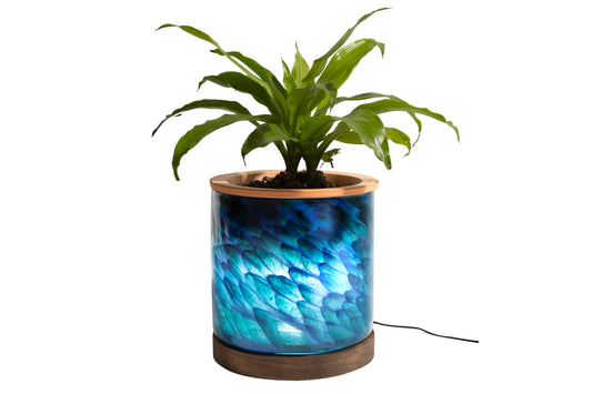 8" Art Glass LED Self Watering Planter