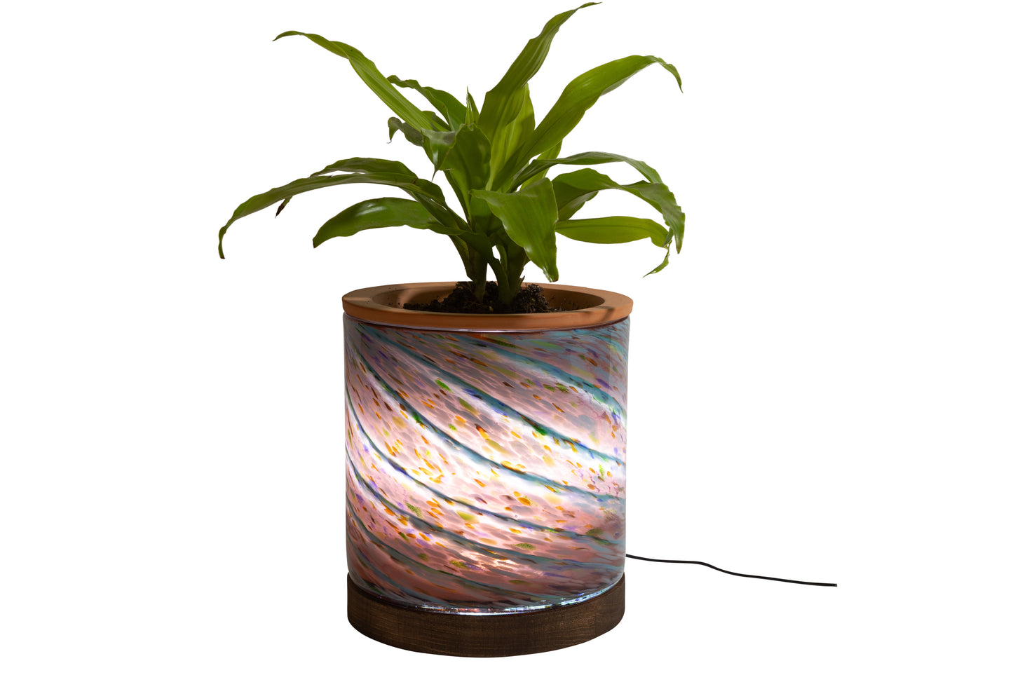 8" Art Glass LED Self Watering Planter