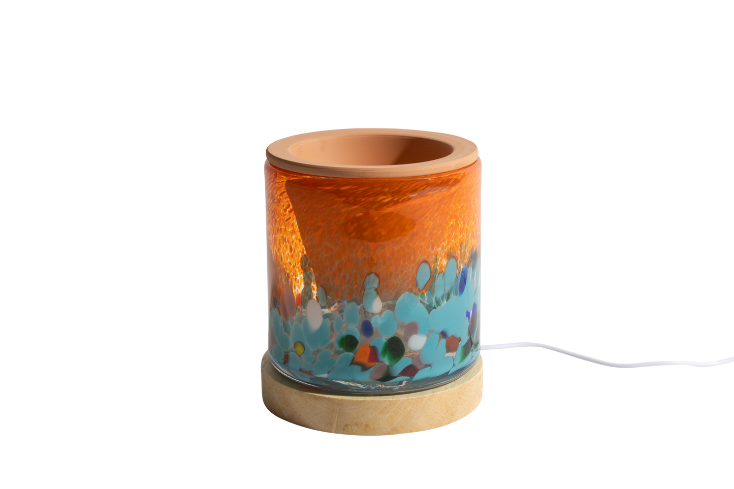 4.5" Art Glass Self Watering Planter with LED wood base