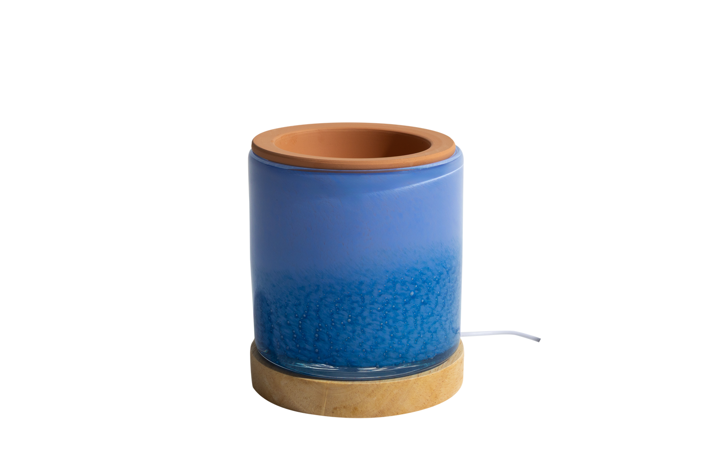 4.5" Art Glass Self Watering Planter with LED wood base