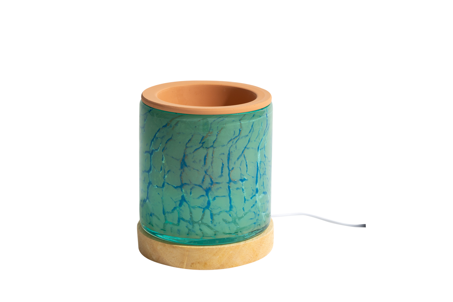 4.5" Art Glass Self Watering Planter with LED wood base