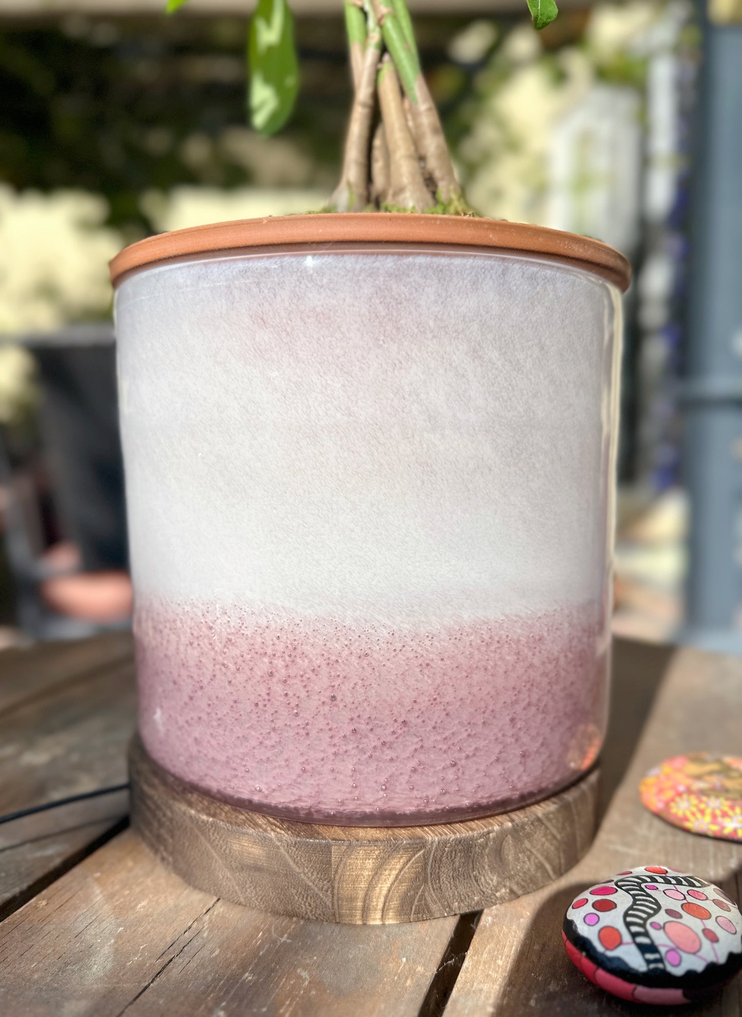 8" Art Glass LED Self Watering Planter