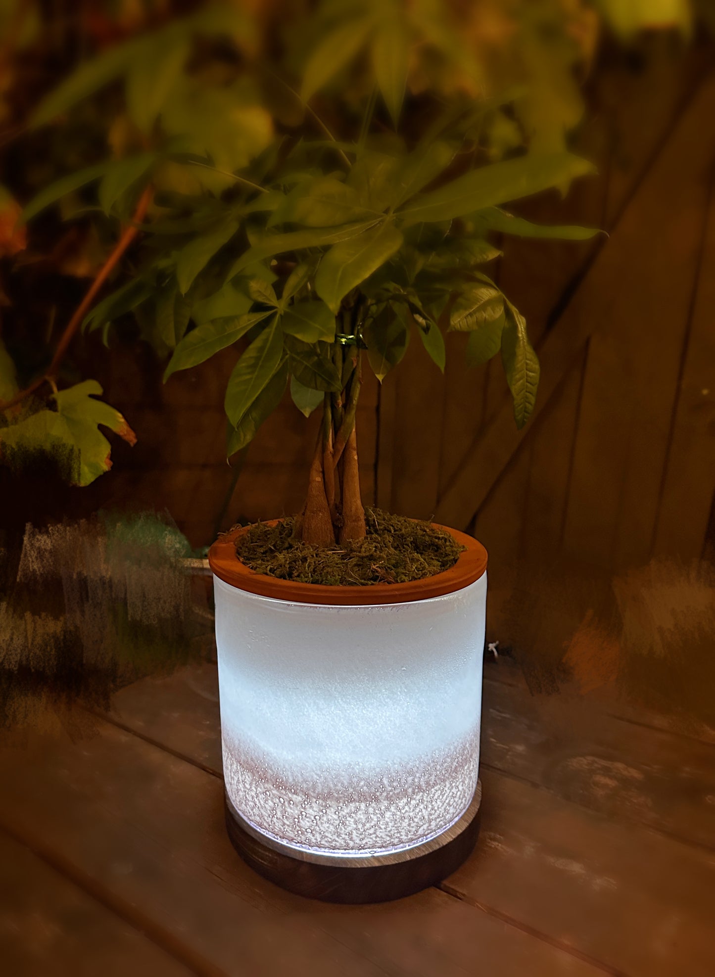 8" Art Glass LED Self Watering Planter