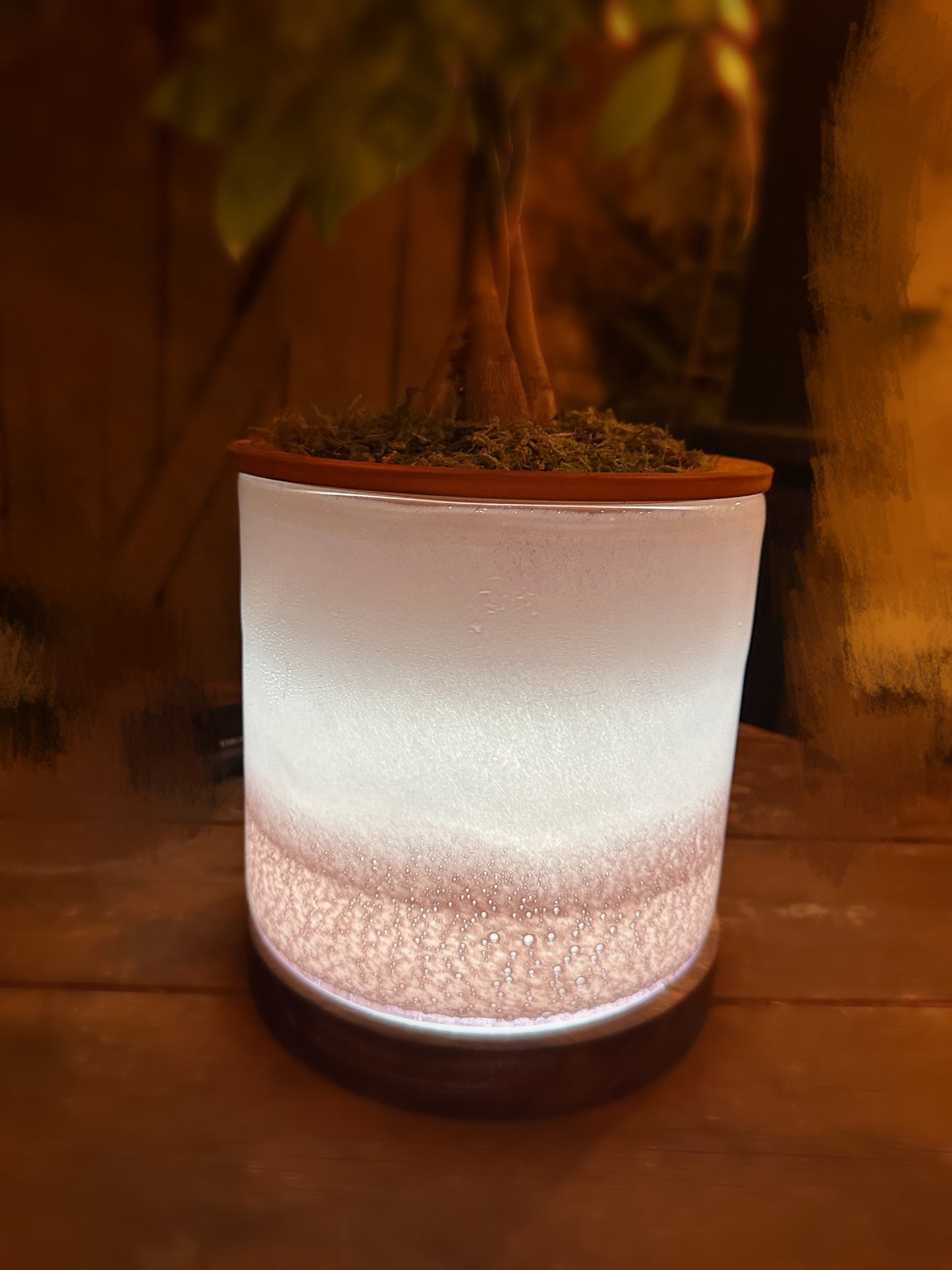 8" Art Glass LED Self Watering Planter