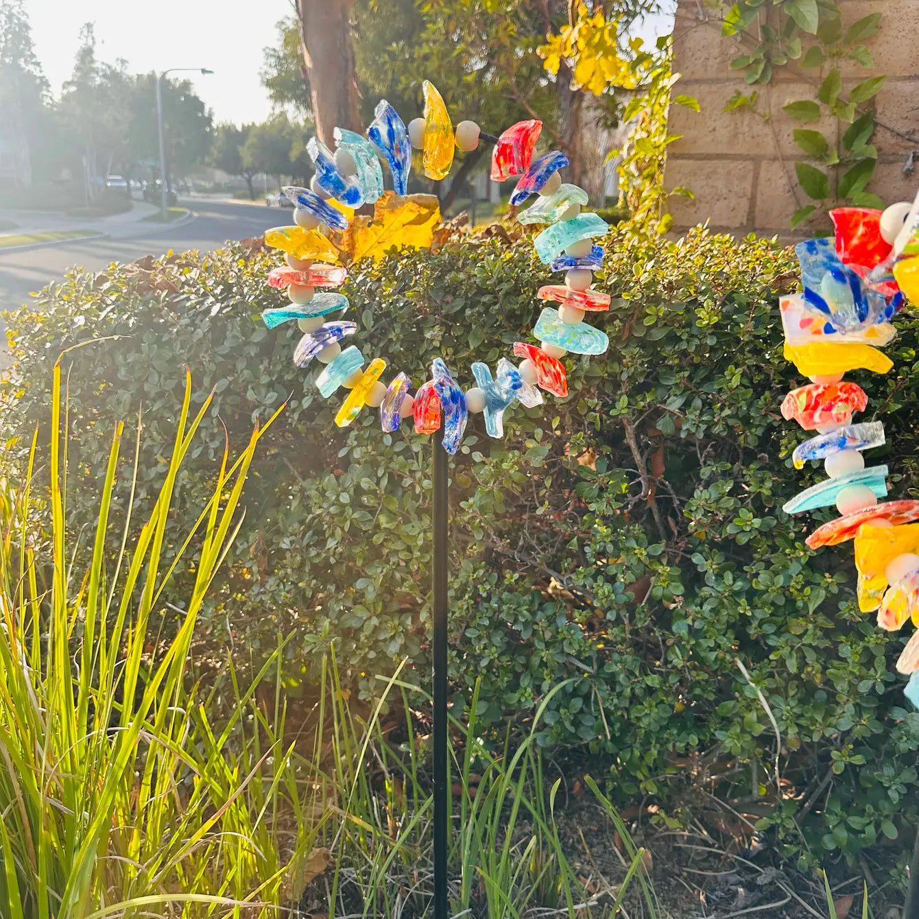 Set of 2 Recycled Art Glass Stake