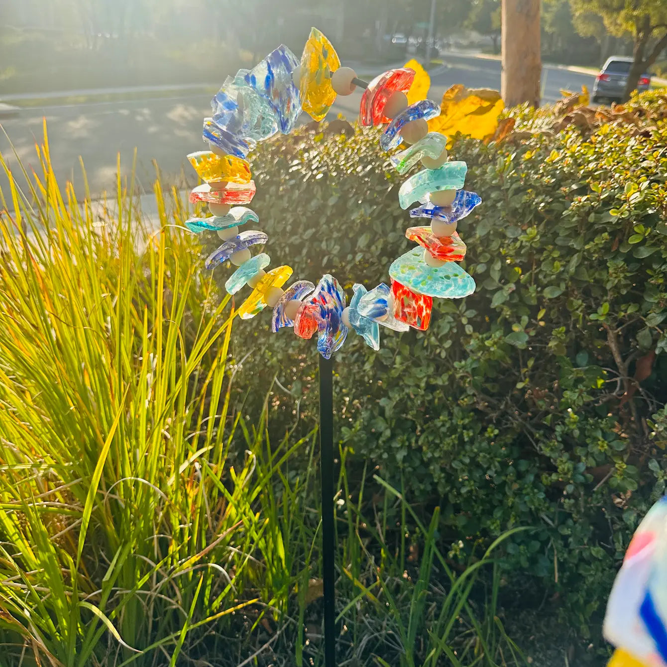 Set of 2 Recycled Art Glass Stake