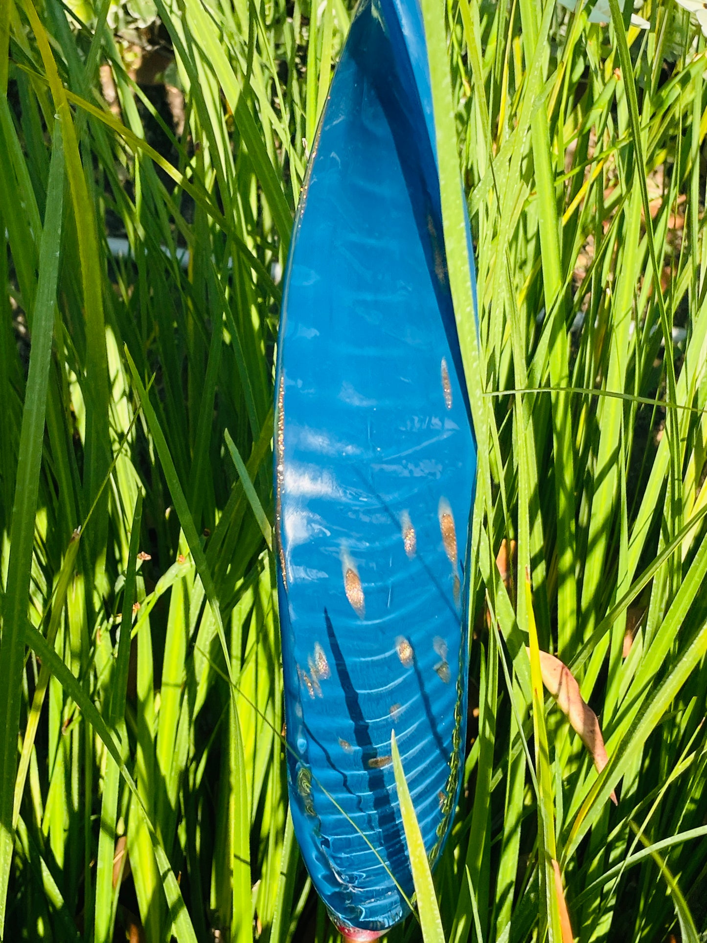 Chihuly Inspired Handcrafted Art Glass Leaf Indoor/Outdoor Art Stake