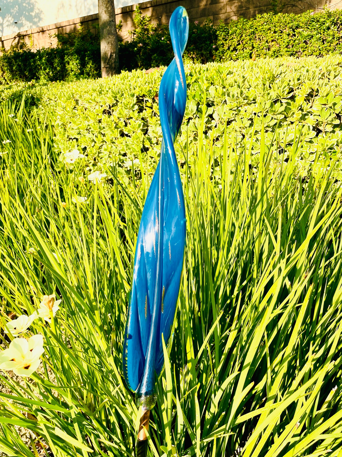 Chihuly Inspired Handcrafted Art Glass Leaf Indoor/Outdoor Art Stake