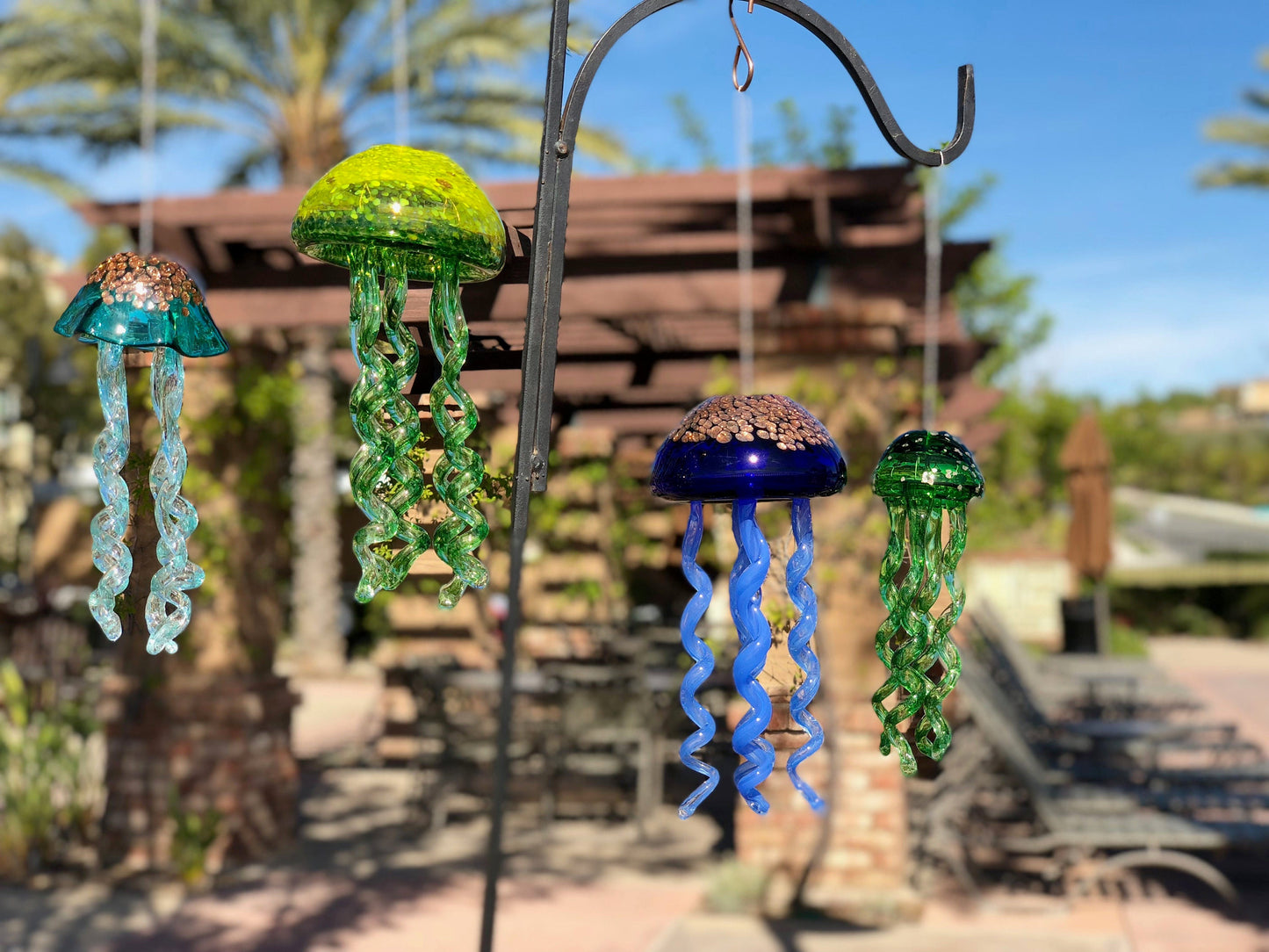 Handmade Art Glass Jellyfish Holiday Gift / Hanging Decor  Wind Chimes /  Sun Catcher