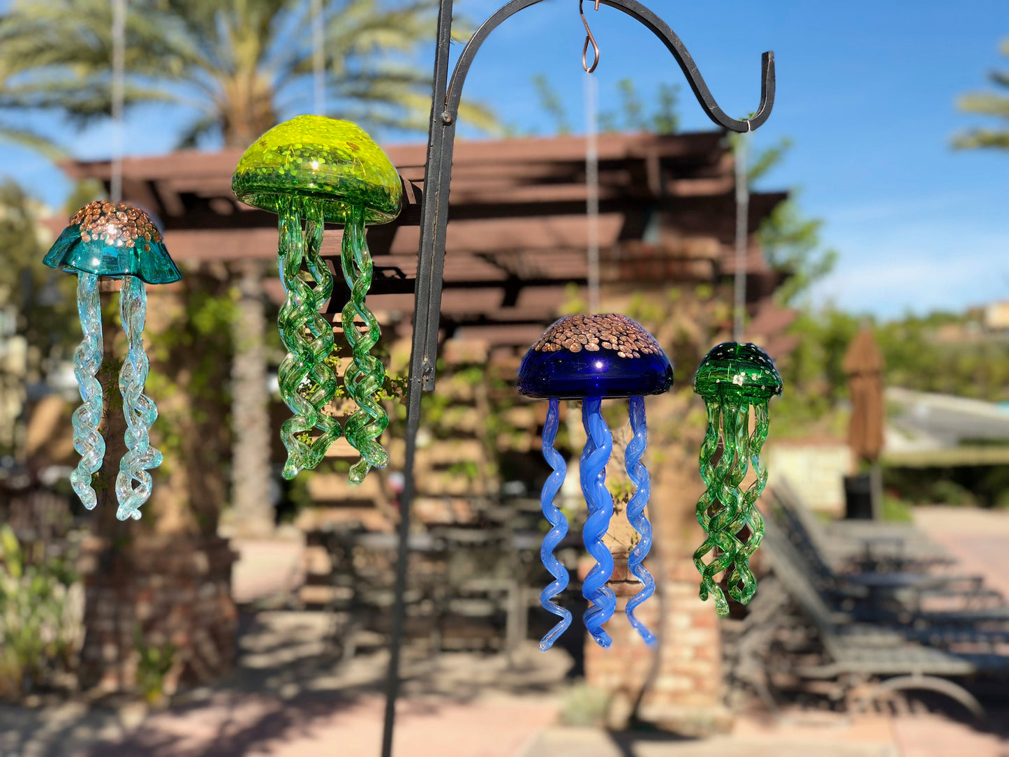 Free US Shipping~ Handmade glass jellyfish Wind Chimes / Hanging Decor Sun Catcher