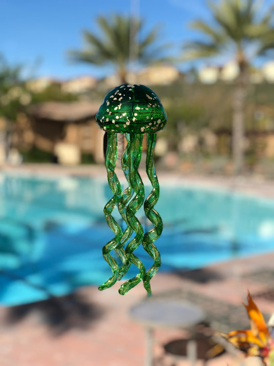 Free US Shipping~ Handmade glass jellyfish Wind Chimes / Hanging Decor Sun Catcher