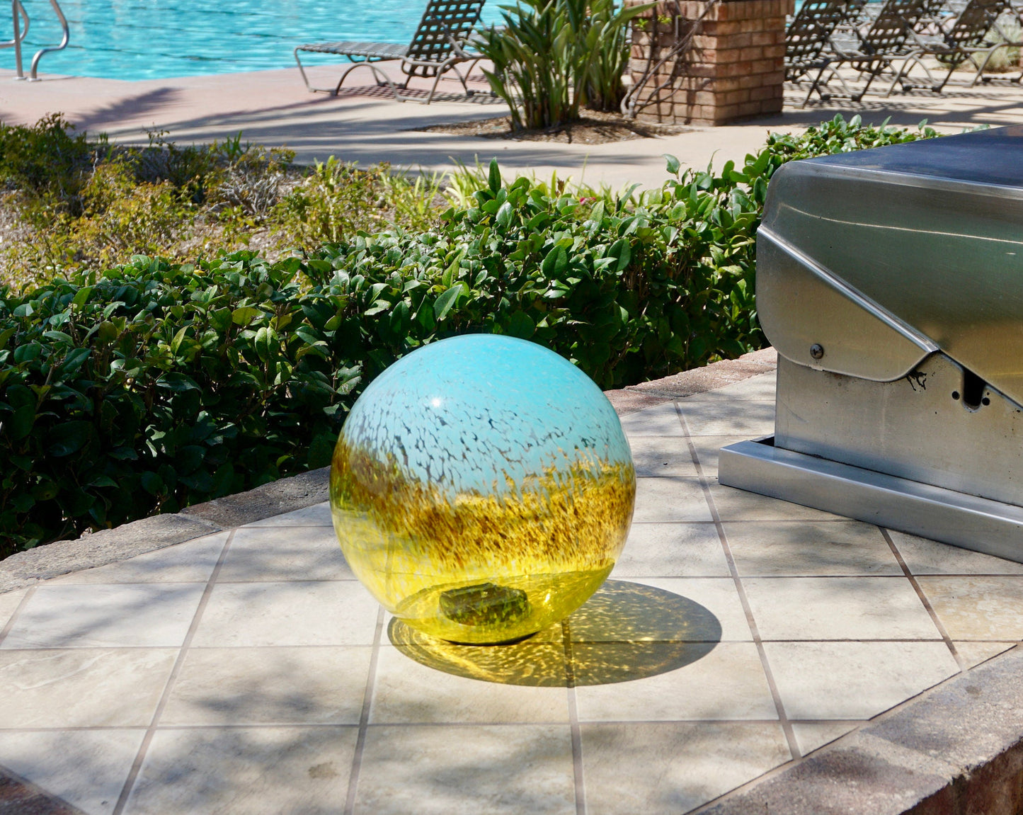 10" Solar LED Gaze Ball/Garden/Pathway Light/Patio Table Light/Sun Cather/Art Glass-Baby Blue/ Father's day Gift