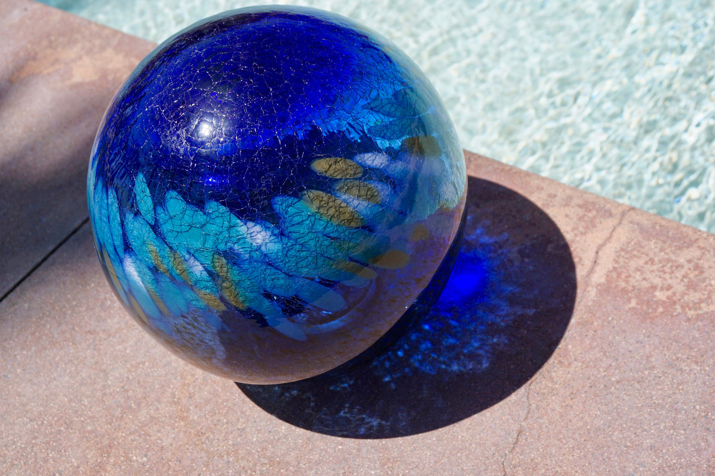 10" Solar LED Gaze Ball/Garden/Pathway Light/Patio Table Light/Sun Cather/Art Glass-Dark Blue