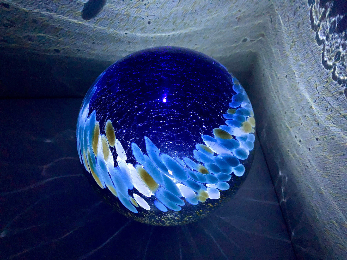 10" Solar LED Gaze Ball/Garden/Pathway Light/Patio Table Light/Sun Cather/Art Glass-Dark Blue