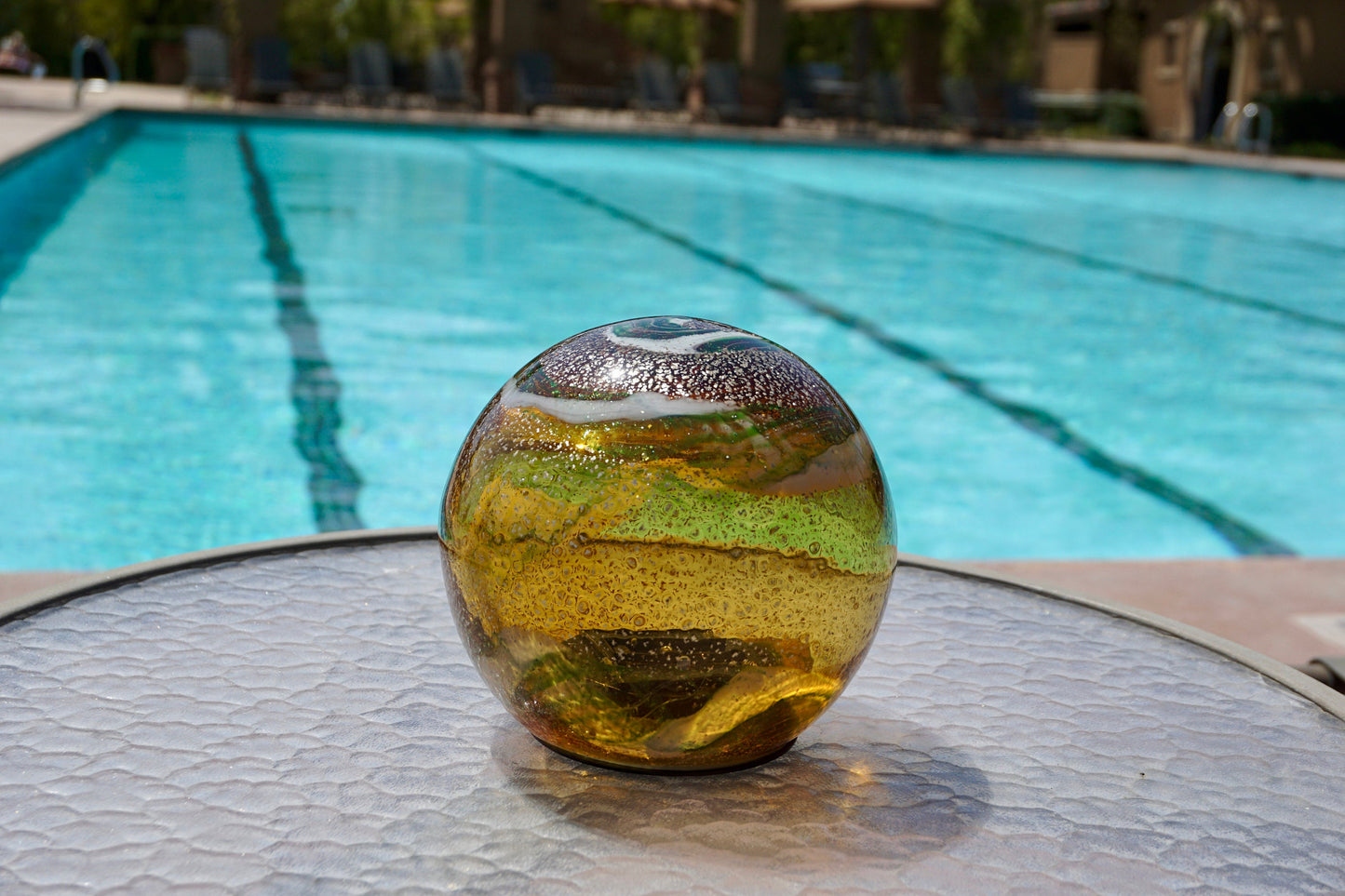 Free US Shipping~6" Solar LED Gaze Ball/Pathway Light/Patio Table Light/Garden/Sun Cather/Art Glass-Brown/Gold Glitter