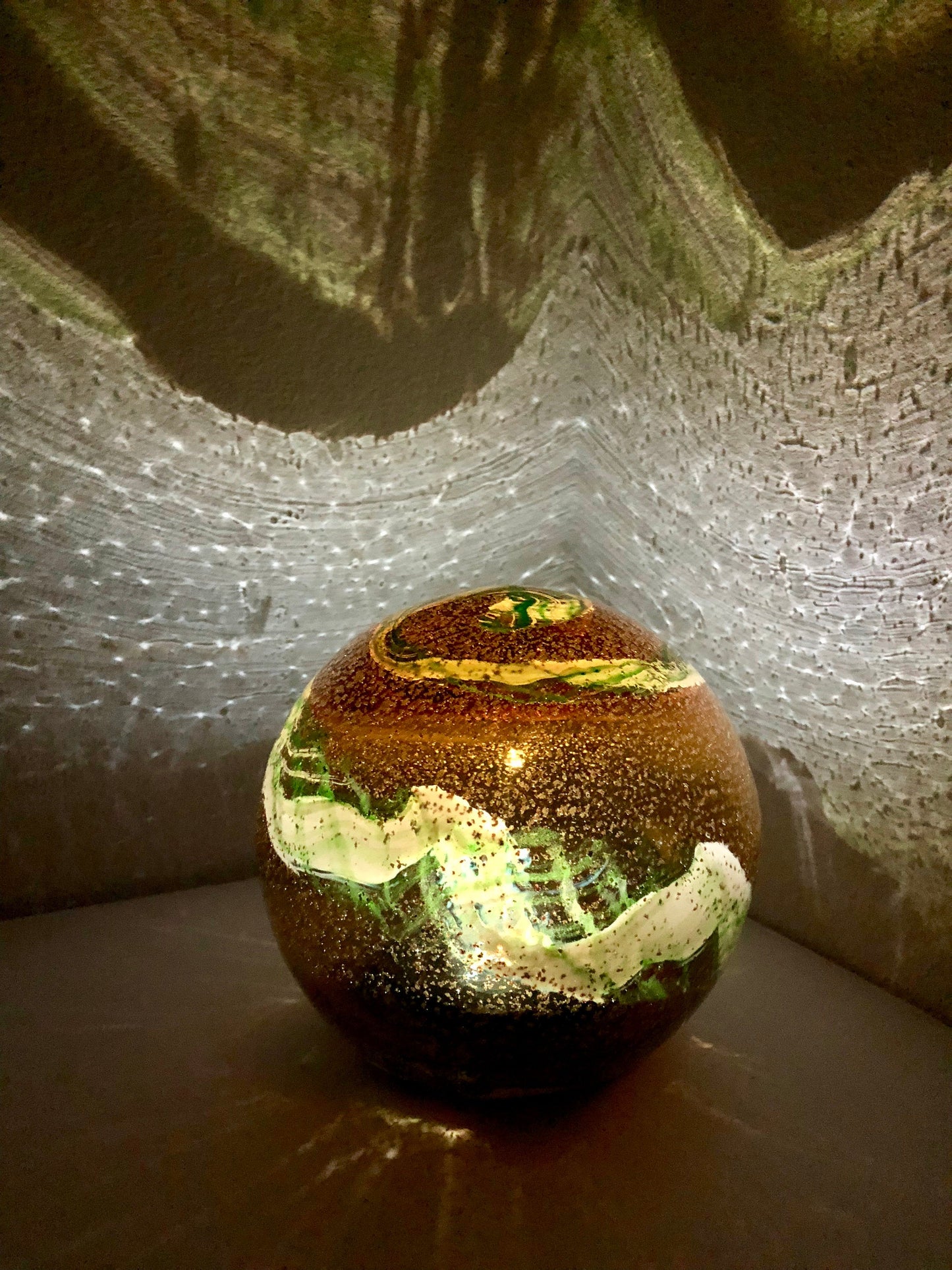 Free US Shipping~6" Solar LED Gaze Ball/Pathway Light/Patio Table Light/Garden/Sun Cather/Art Glass-Brown/Gold Glitter