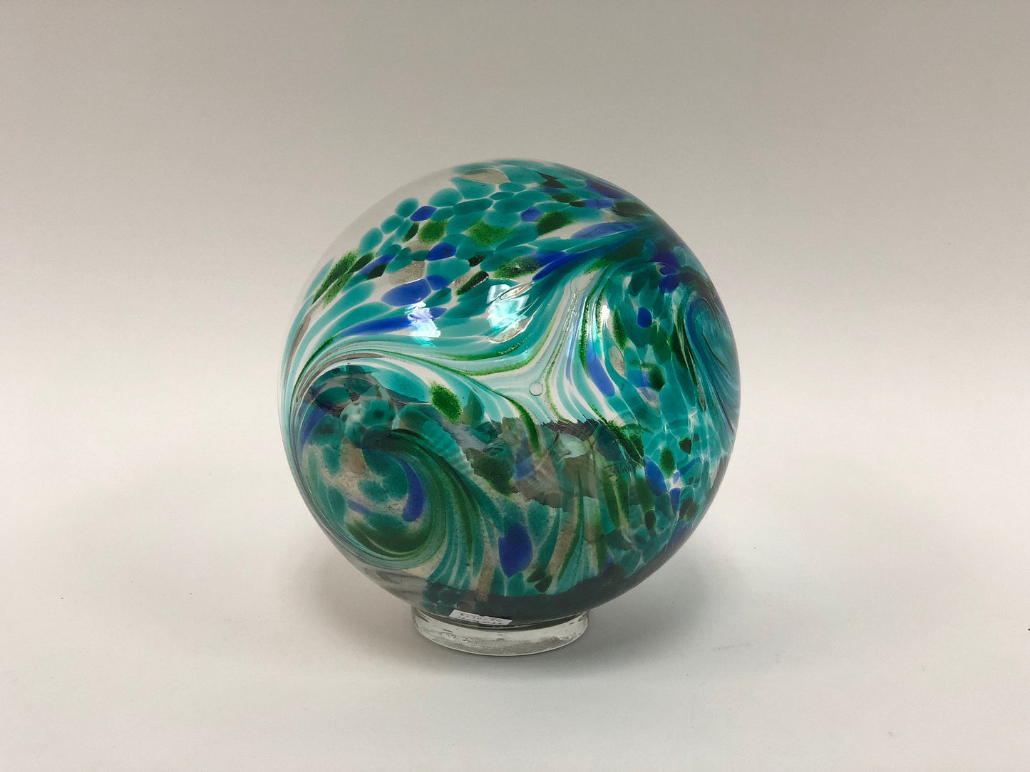 Free US Shipping~ 5.5" Lake Green Sea Globe, handblown art glass Decor Holiday Gift with natural sea shell and sand