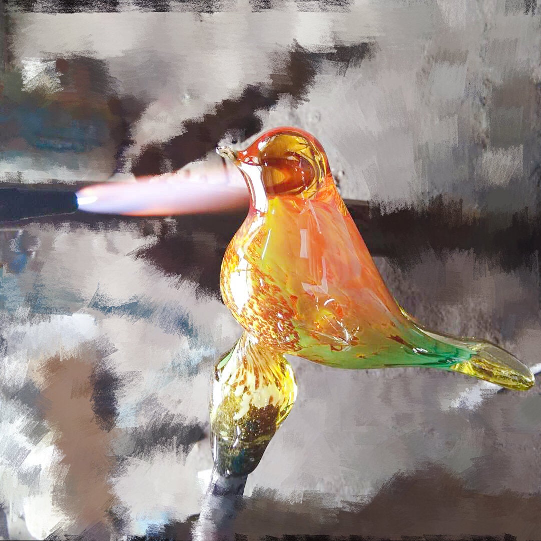 Set of 2 handmade art glass LED Solar path garden lights Garden Stake Sun Catcher Statue Figurine-Rooster Sun Catcher-Red/Multi