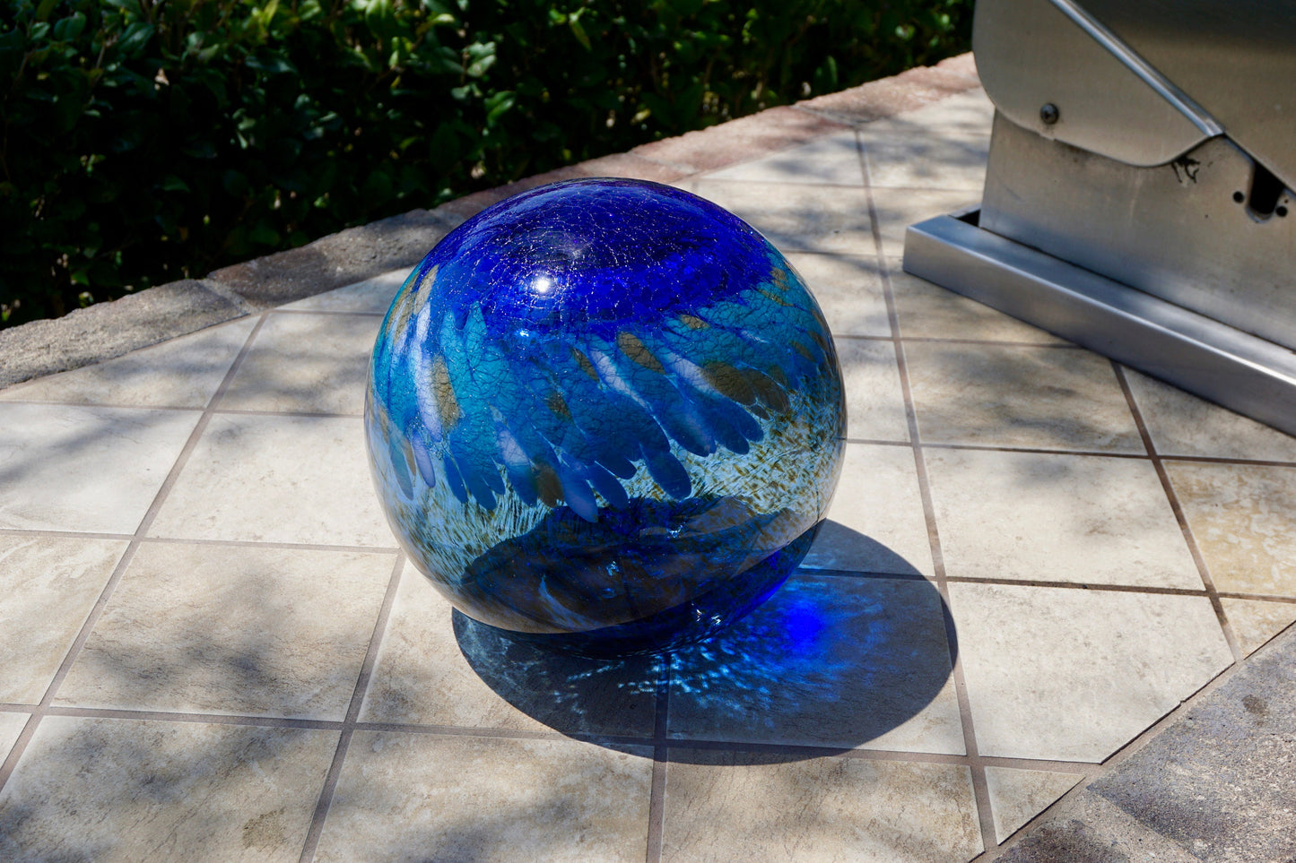 10" Solar LED Gaze Ball/Garden/Pathway Light/Patio Table Light/Sun Cather/Art Glass-Dark Blue