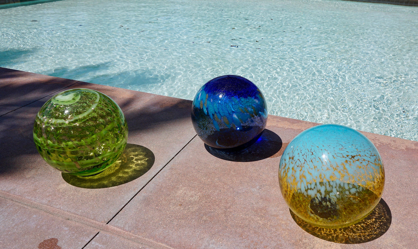 10" Solar LED Gaze Ball/Garden/Pathway Light/Patio Table Light/Sun Cather/Art Glass-Dark Blue