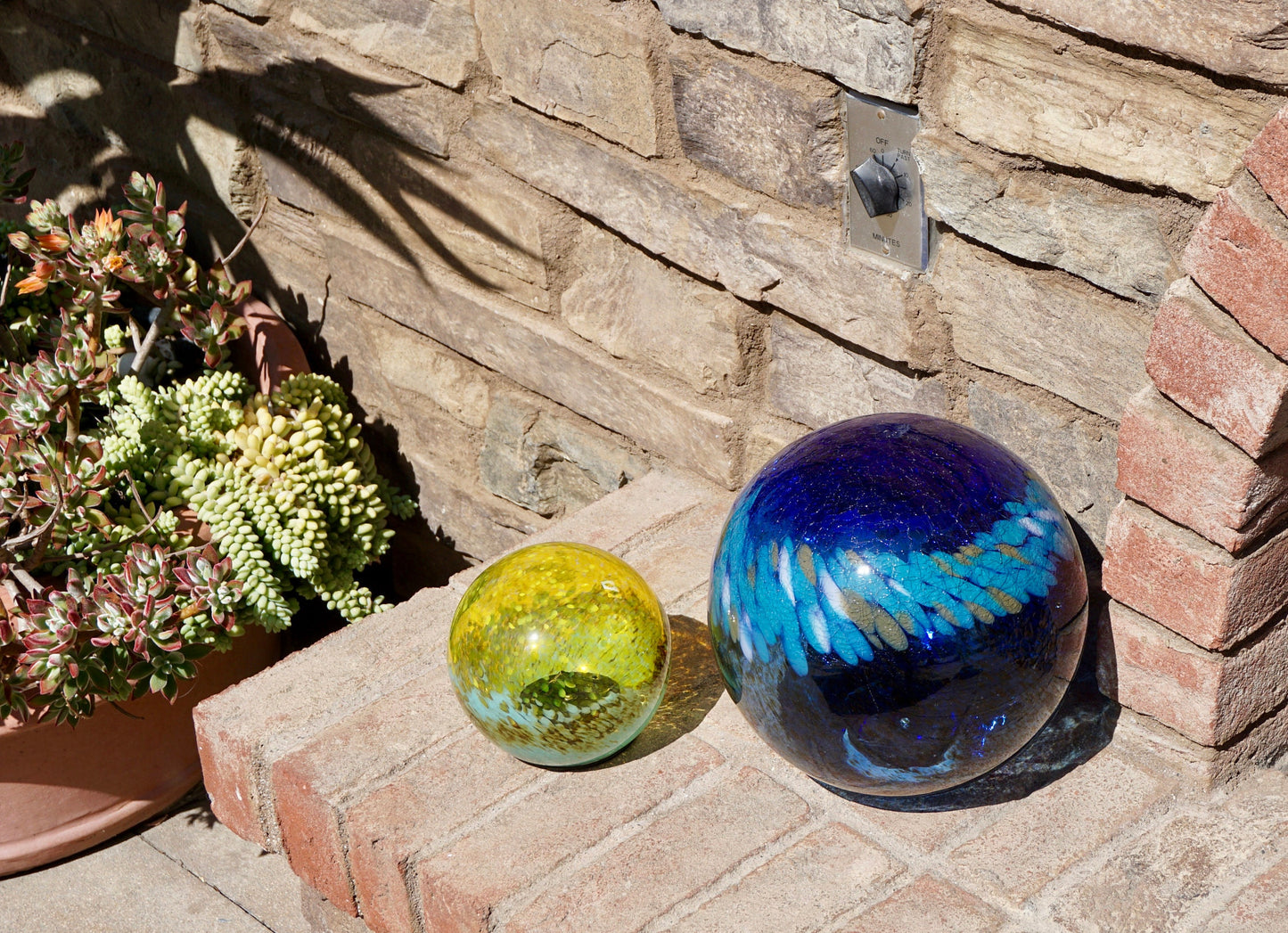 10" Solar LED Gaze Ball/Garden/Pathway Light/Patio Table Light/Sun Cather/Art Glass-Dark Blue