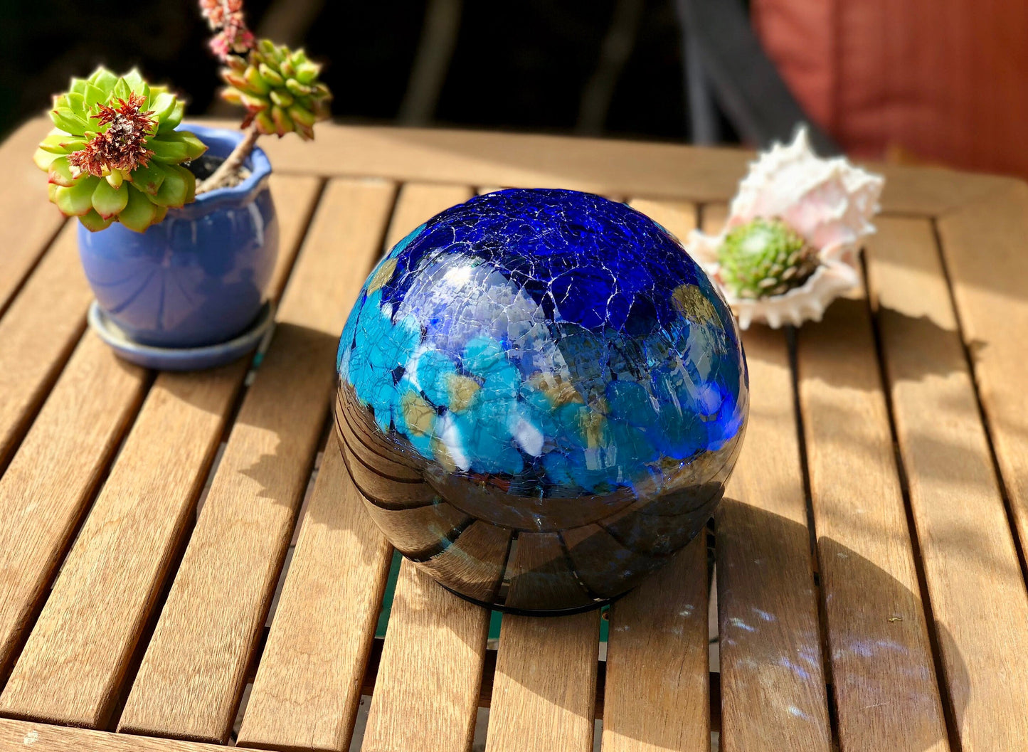 6" Solar LED Gaze Ball/Garden/Pathway Light/Patio Table Light/Sun Cather/Art Glass-Dark Blue