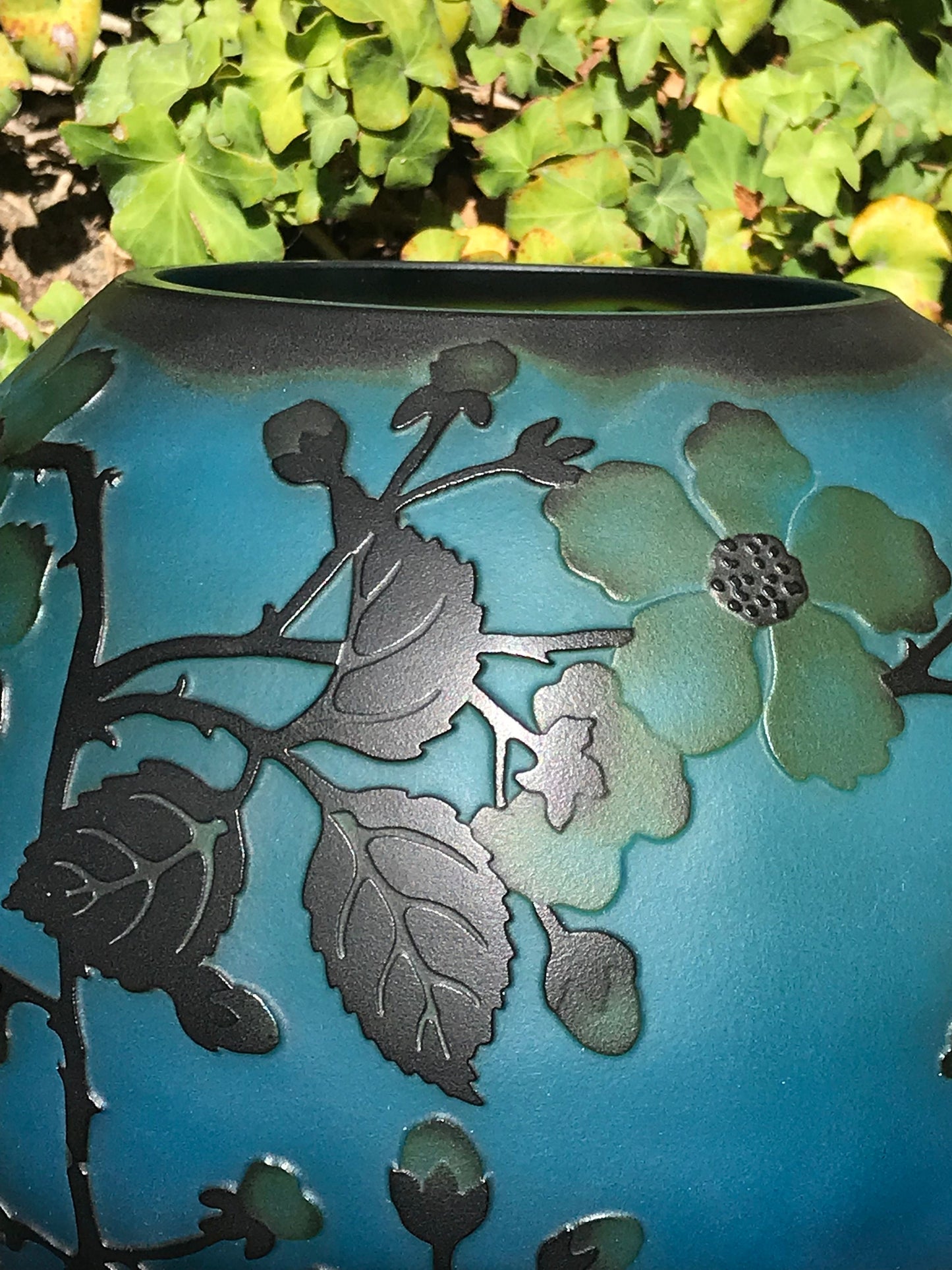 Mid Summer Night Jasmine Blossom Handcrafted 3 Layered Cameo Glass Vase, Tealight Holder/Wedding gift