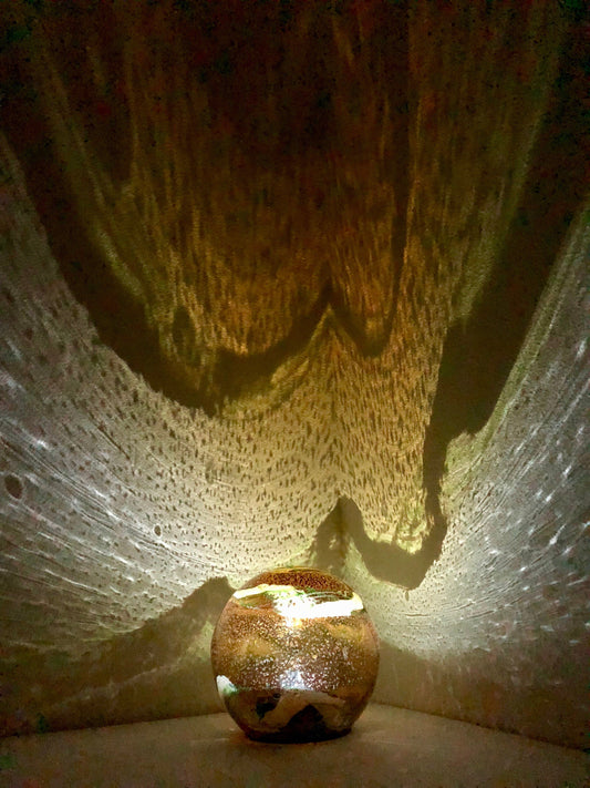 Free US Shipping~6" Solar LED Gaze Ball/Pathway Light/Patio Table Light/Garden/Sun Cather/Art Glass-Brown/Gold Glitter