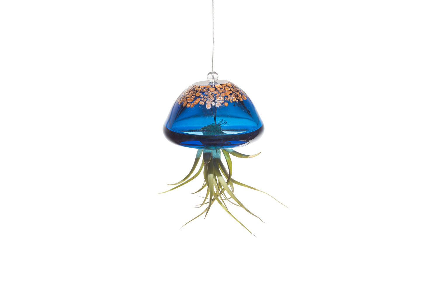 Hand Blown Art Glass Jellyfish with Optional Life Air Plant/Tillandsia