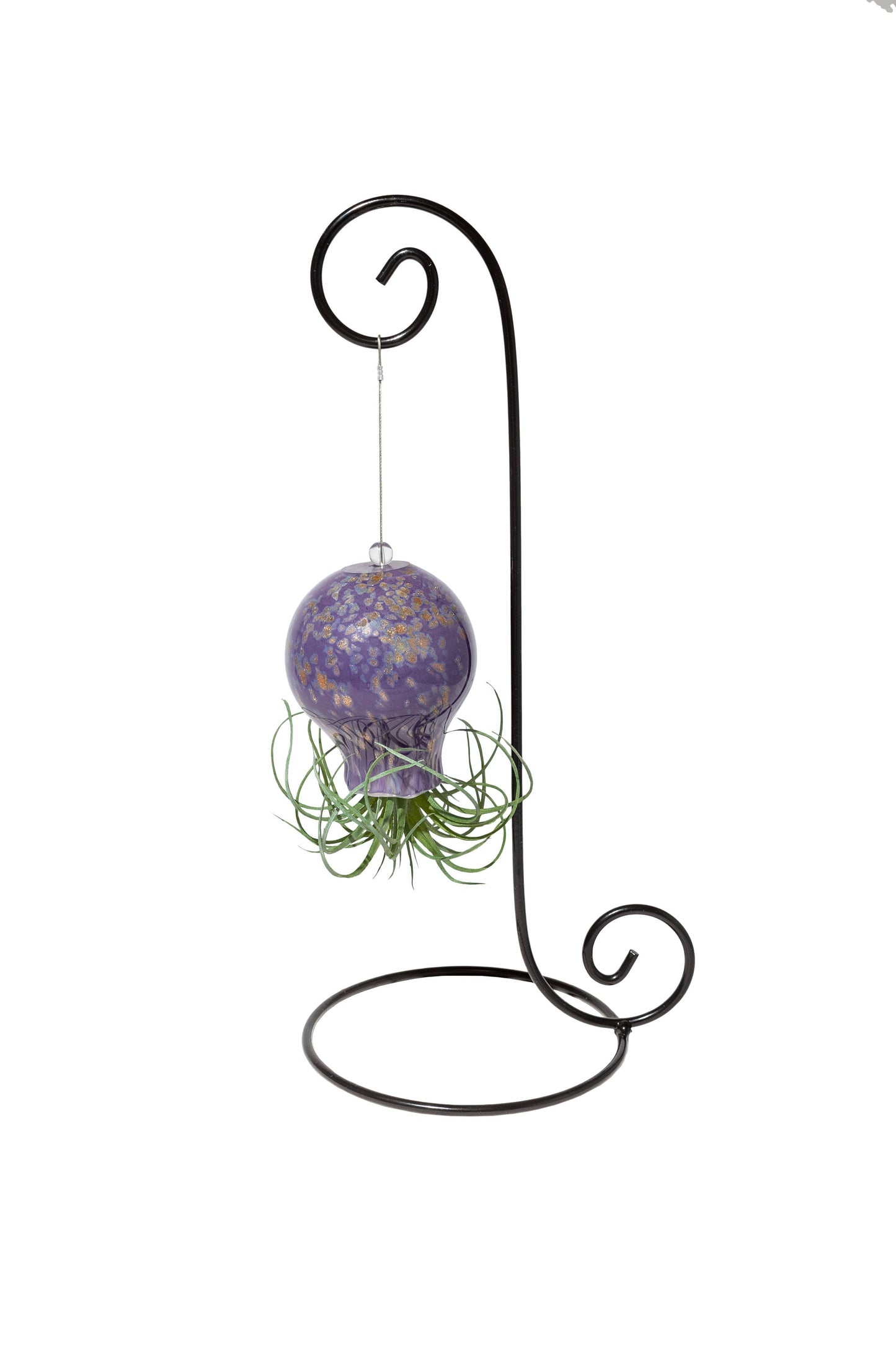 Hand Blown Art Glass Octopus with Air Plant/Tillandsia