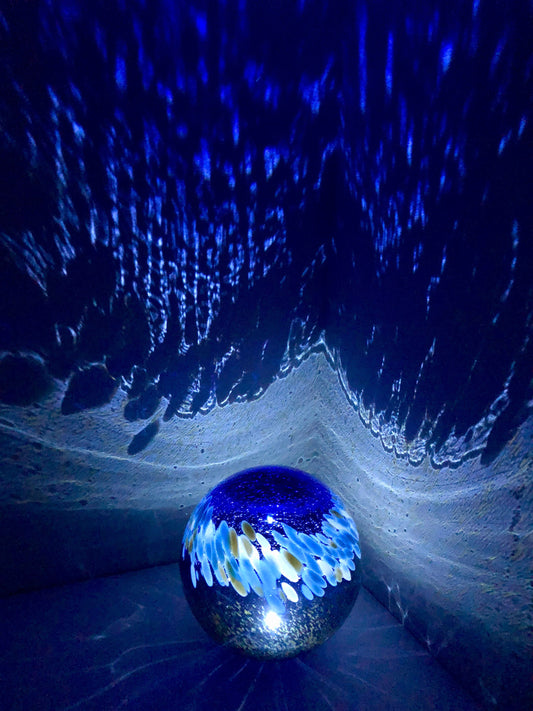 10" Solar LED Gaze Ball/Garden/Pathway Light/Patio Table Light/Sun Cather/Art Glass-Dark Blue