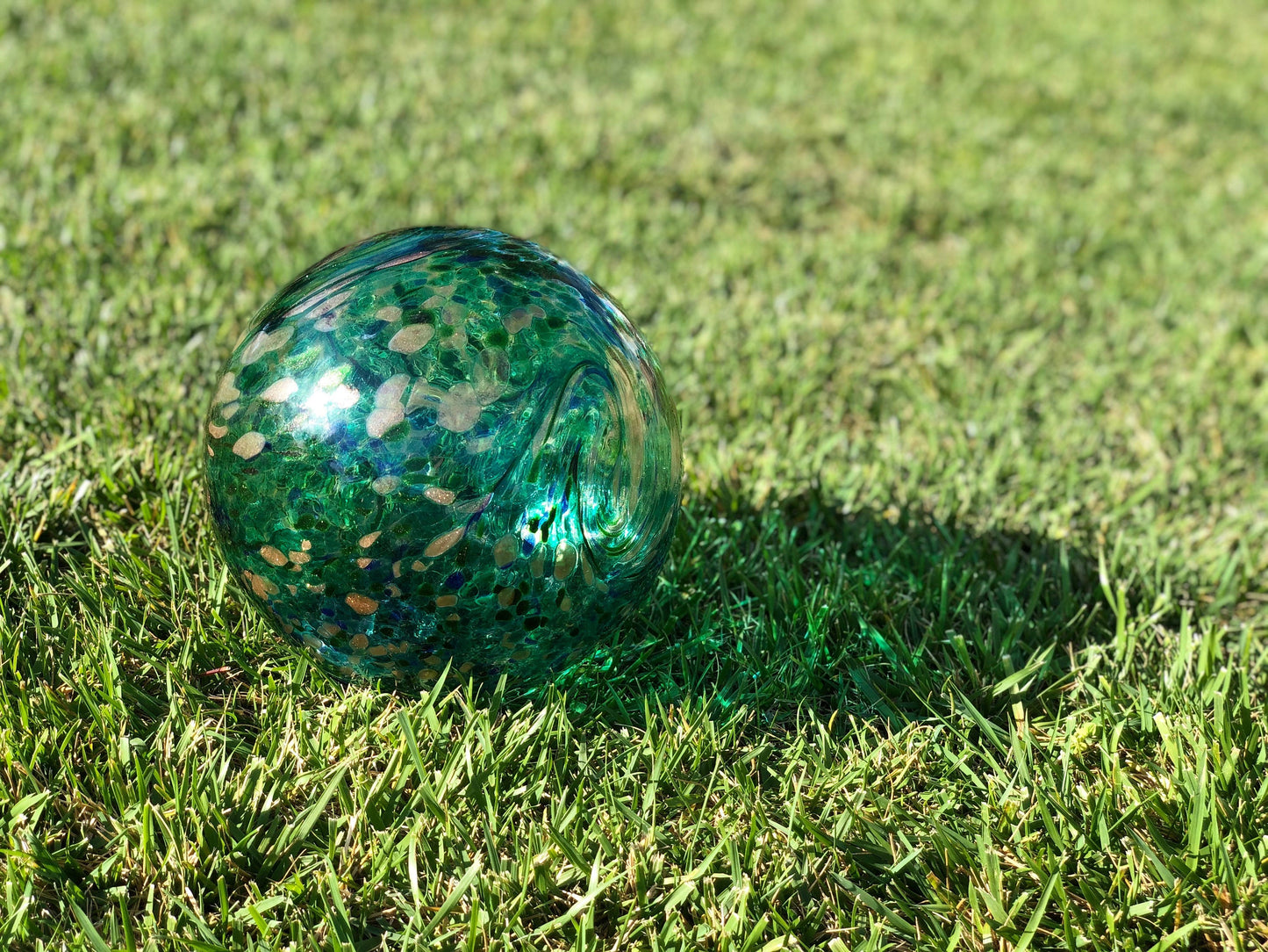 6"/10" Solar LED Gaze Ball/Garden/Pathway Light/Patio Table Light/Sun Cather/Art Glass Green&Gold Glitter