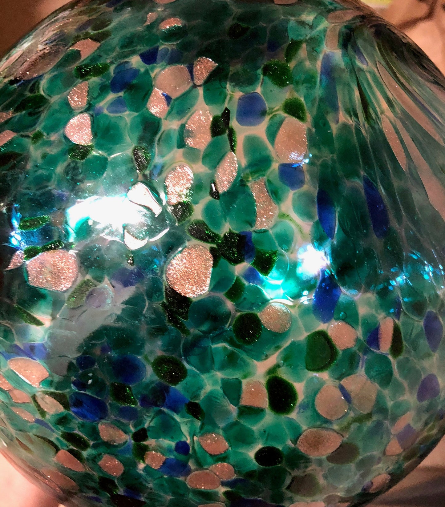 6"/10" Solar LED Gaze Ball/Garden/Pathway Light/Patio Table Light/Sun Cather/Art Glass Green&Gold Glitter