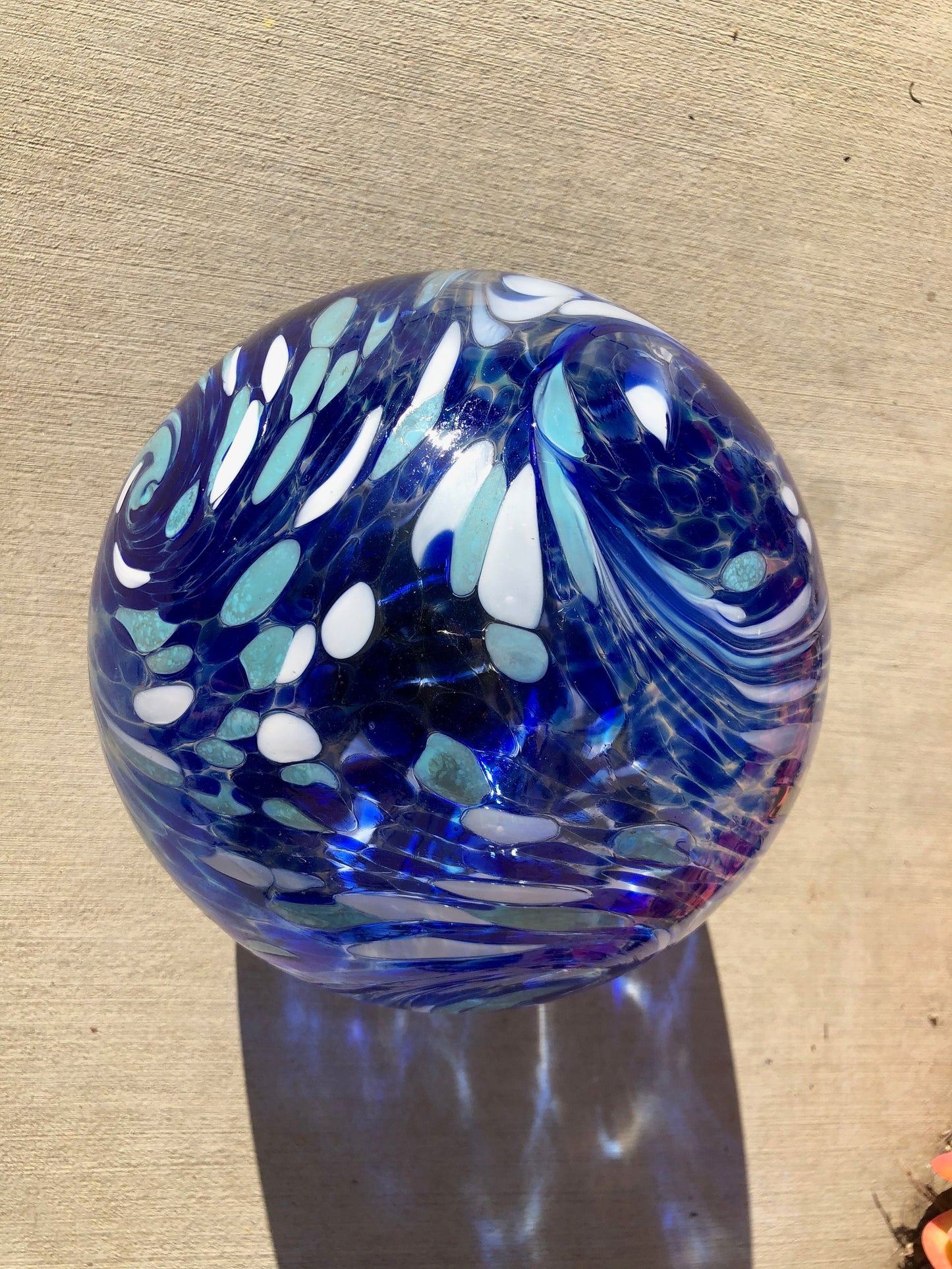 6"/10“ Solar LED Light Up Art Glass Gaze Ball-Blue/Garden/Pathway Light/Patio Table Light/Sun Cather/Art Glass Blue