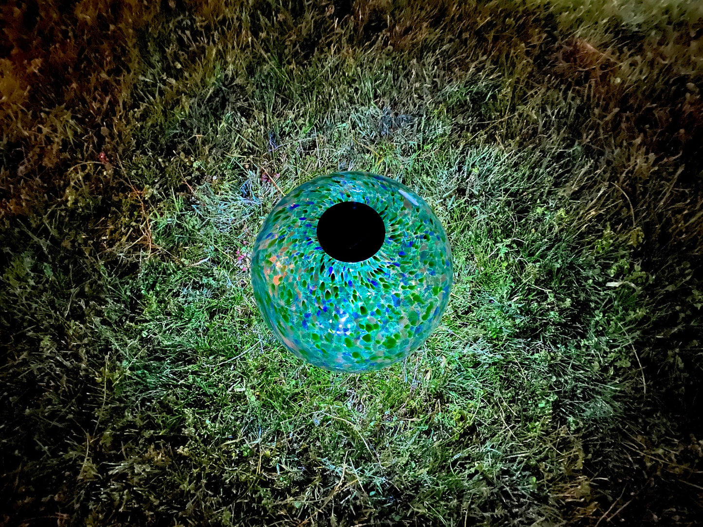 12" XLarge LED Solar Orb Gaze Ball/Garden/Pathway Light/Patio Table Light/Sun Cather/Art Glass Green