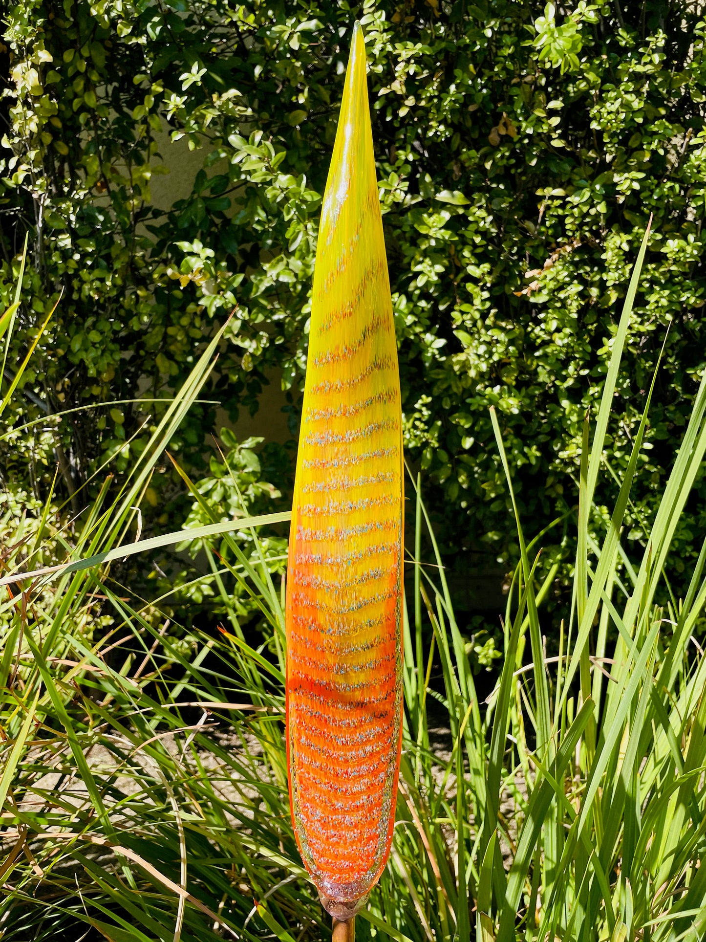 Chihuly Inspired Handcrafted Art Glass Leaf Indoor/Outdoor Art Stake