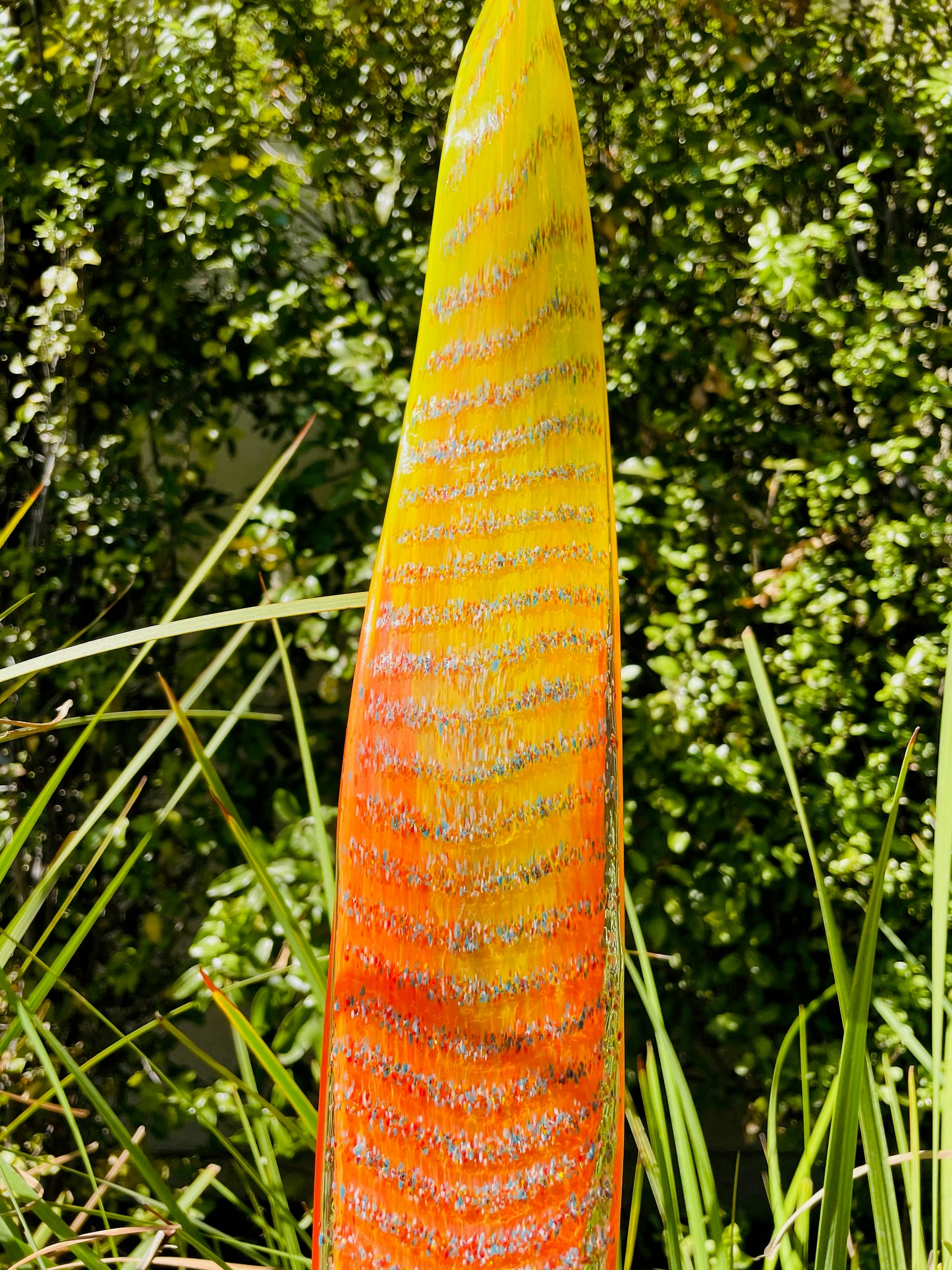 Chihuly Inspired Handcrafted Art Glass Leaf Indoor/Outdoor Art Stake