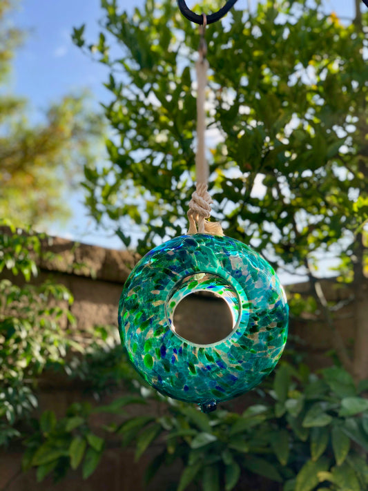 Handmade Art Glass Bird Feeder 8.7" Sun Catcher