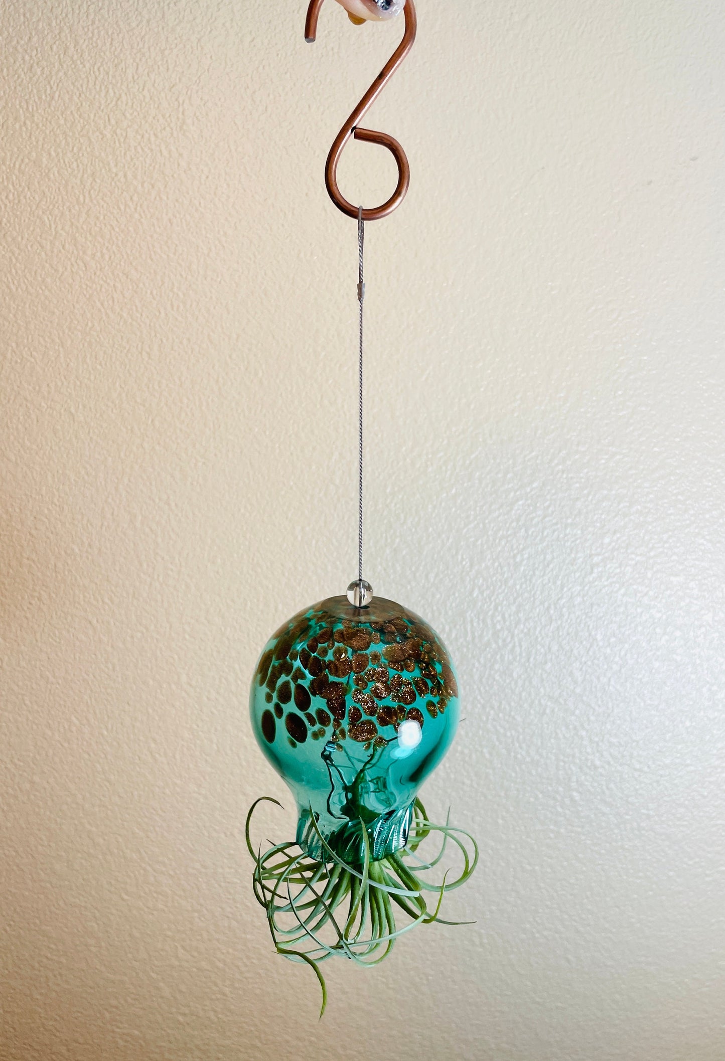 Hand Blown Art Glass Octopus with Air Plant/Tillandsia